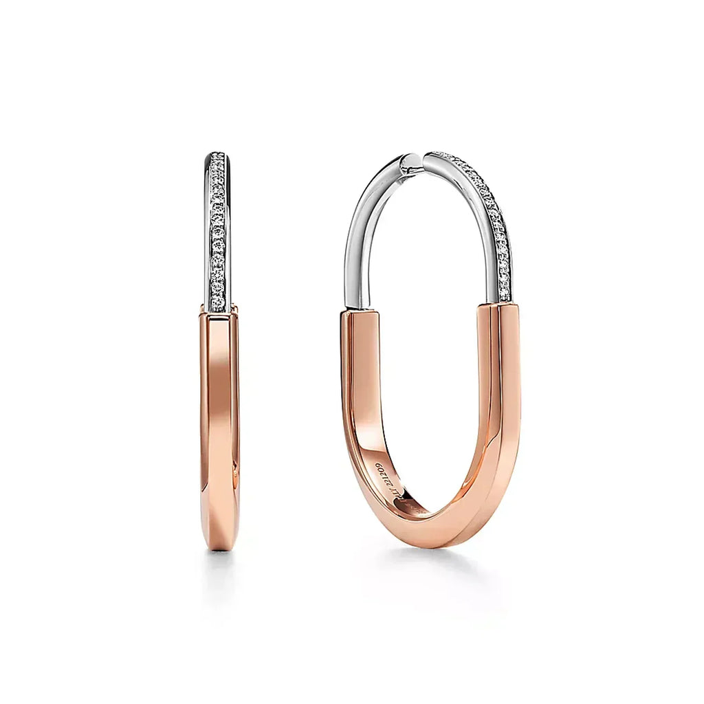 18K Tiffany Lock Diamond Earrings
