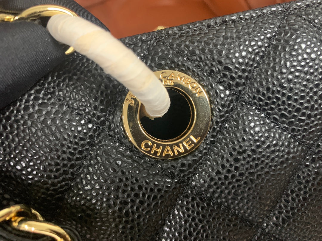 CHANEL 25S MEDALLION TOTE 33 CM IN BLACK CAVIAR WITH GOLD HARDWARE