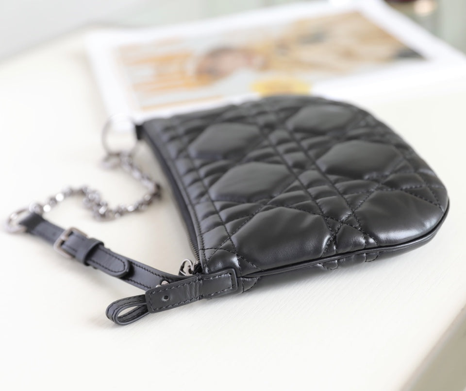 DIOR MINI CARO BAG 25 IN BLACK LAMBSKIN