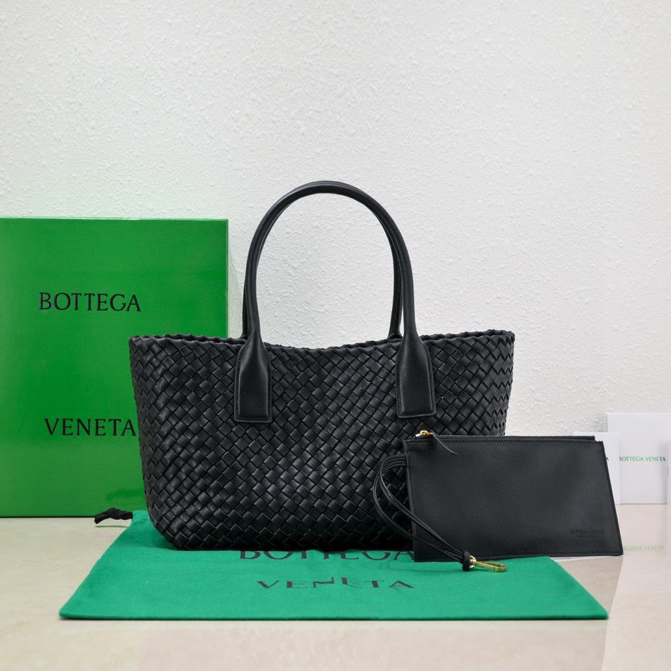 BOTTEGA VENETA Large Cabat 45cm Black Lambskin Ghw
