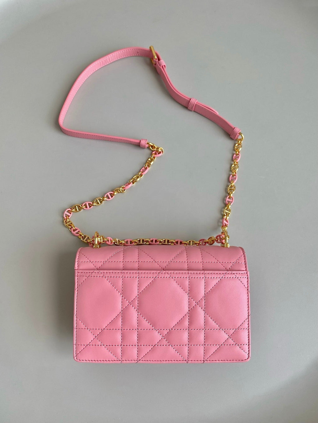 DIOR MINI CHAIN BAG 17 IN LIGHT PINK CALFSKIN