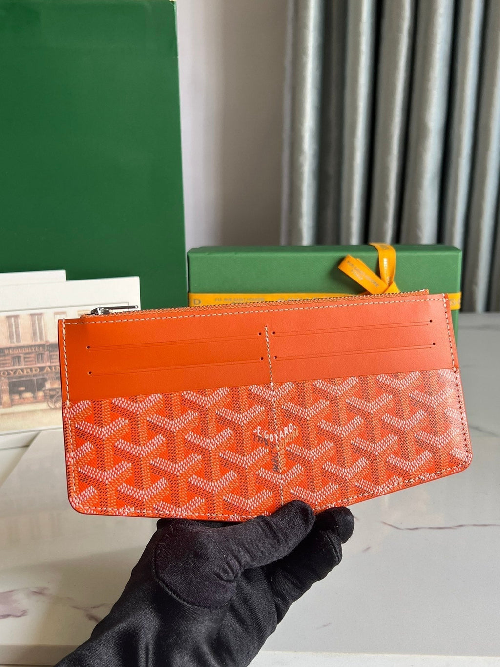 INSERT LOUISE 21 IN RED ORANGE GOYARDINE CANVAS