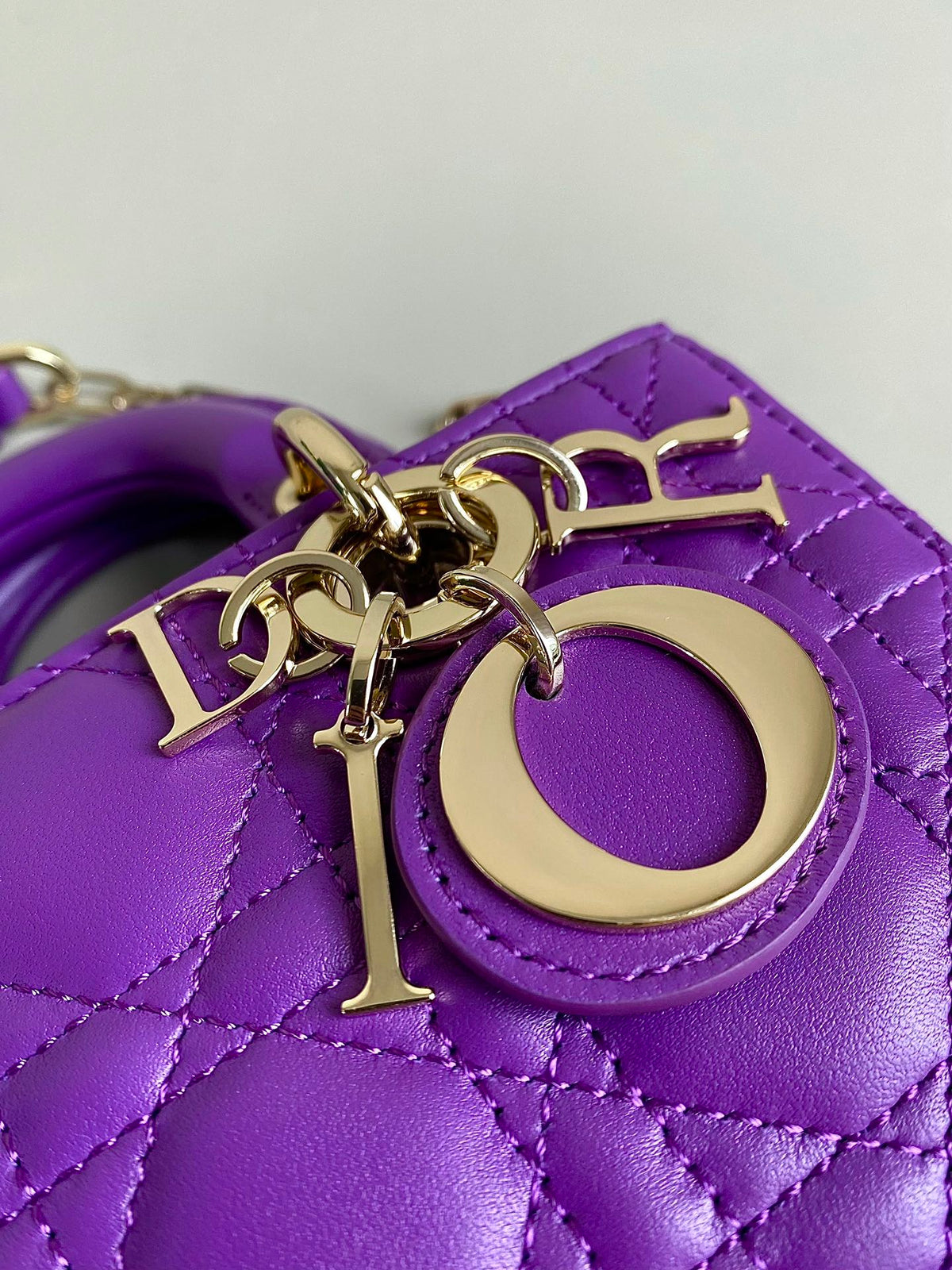 DIOR MINI D-JOY BAG 17 IN VIOLET PURPLE LAMBSKIN