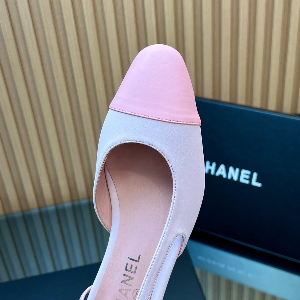 CHANEL 25S SLINGBACK SHOE FLATS IN LIGHT PINK CALFSKIN