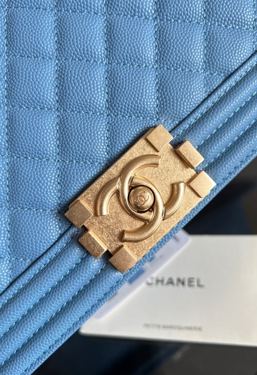 CHANEL 25S BOY BAG 25 IN BLUE CAVIAR
