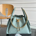 CHANEL 25S HOBO BAG 30 IN SOFT TEAL BLUE CAVIAR WITH GOLD HARDWARE