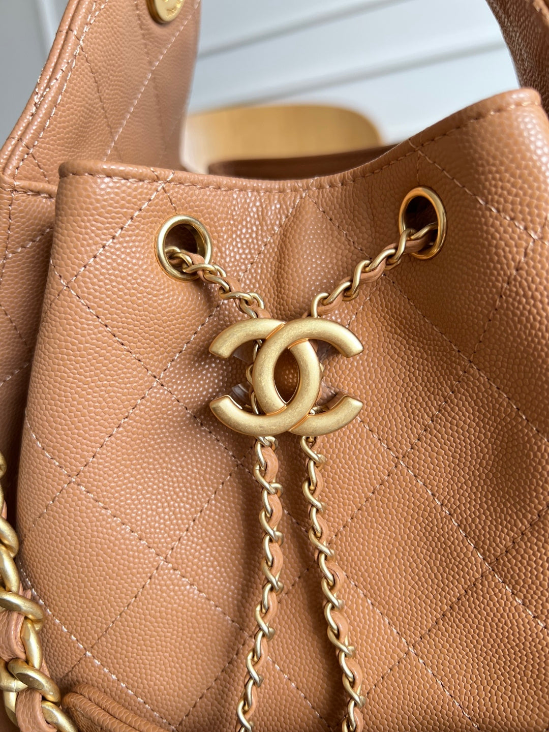 CHANEL 25S HOBO BAG 30 IN CARAMEL BROWN CAVIAR WITH GOLD HARDWARE
