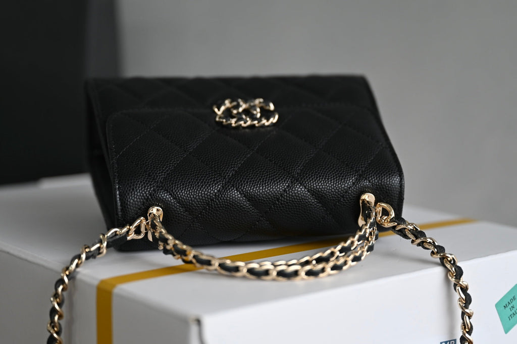 CHANEL 25S KELLY 14.5 CM IN BLACK LAMBSKIN
