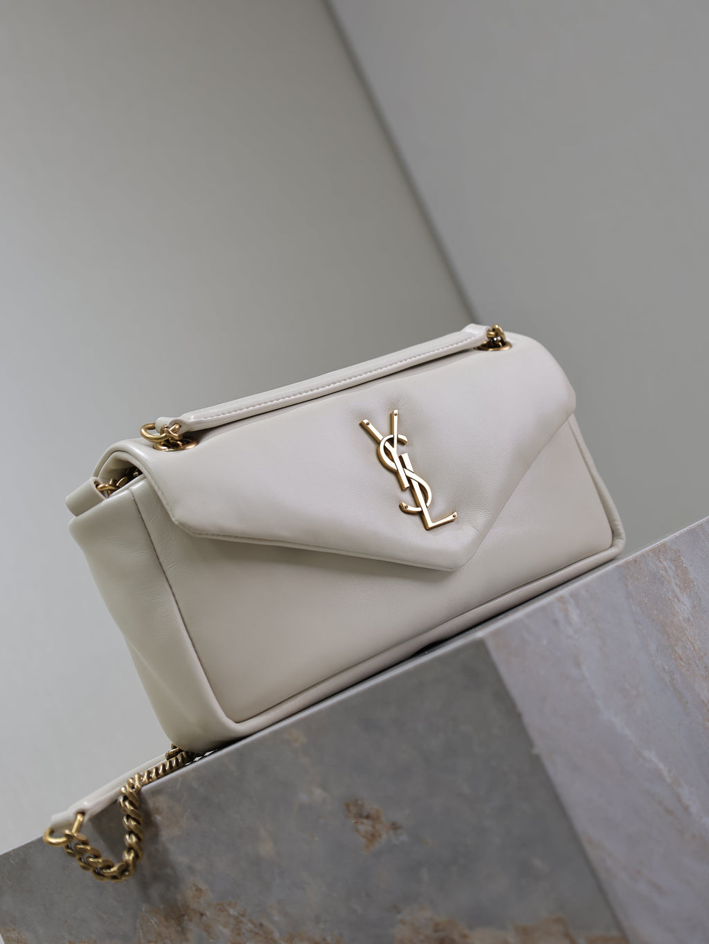 YSL 25S CALYPSO HANDBAG 26 IN IVORY LAMBSKIN GOLD HARDWRE