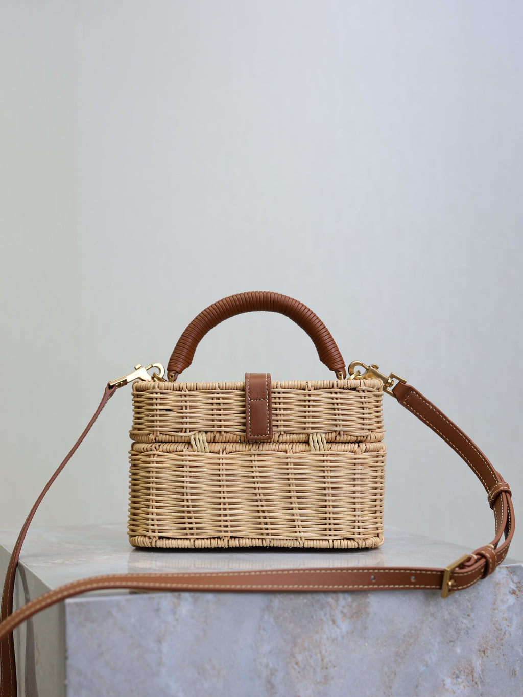 YSL 25S GABY MINI BAG 18 IN OSIER AND BROWN CALFSKIN GOLD HARDWARE