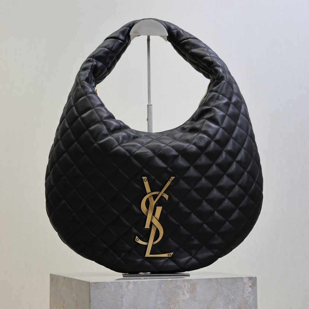 YSL 25S ICARE HOBO 44 IN BLACK QUILTED CALFSKIN GOLD HARDWRE