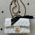 CHANEL 25S MINI FLAP BAG 23 IN CREAM WHITE TWEED WITH GOLD HARDWARE