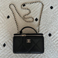 CHANEL 25S VANITY BAG 17 IN BLACK CAVIAR LEATHER WITH GOLD HARDWARE