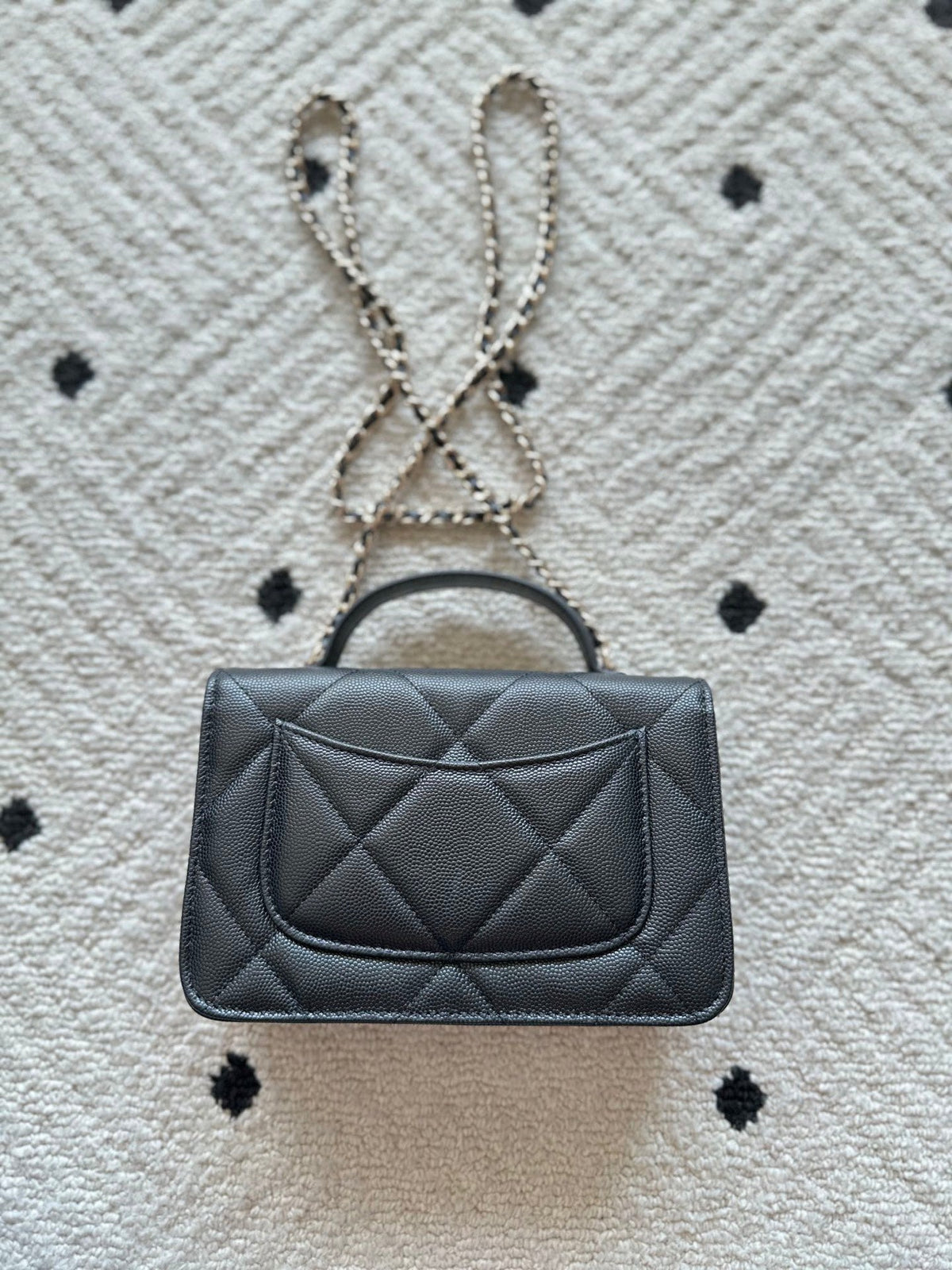 CHANEL 25S MINI FLAP BAG 19 IN BLACK CAVIAR LEATHER
