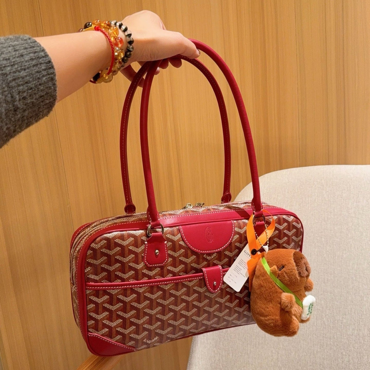 SAINT MARTIN BAG 35 IN CADMIUM RED GOYARDINE CANVAS AND CALFSKIN