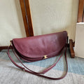 CELINE 25S HALFMOON SOFT TRIOMPHE BAG 46MM IN SYRAH RED SUPPLE SHINY LAMBSKIN