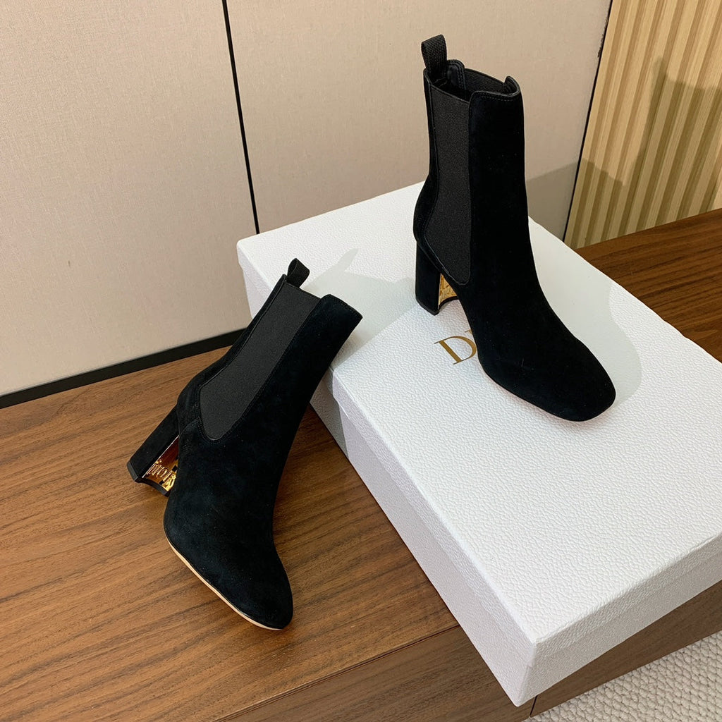 DIOR 25S ANKLE BOOTS 80 MM IN BLACK SUEDE