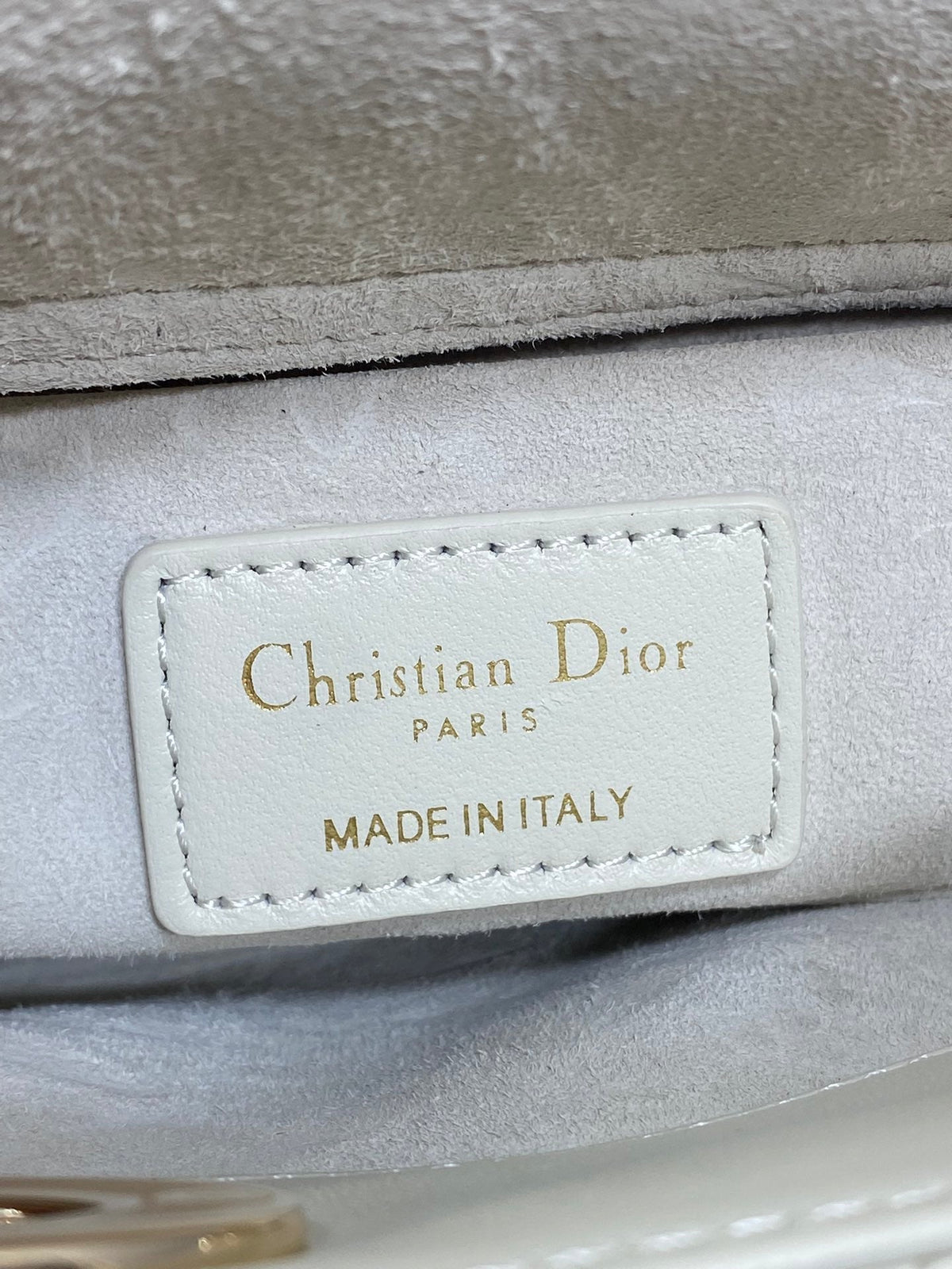 DIOR 25S MICRO LADY D-JOY 19 IN IVORY CALFSKIN GOLD HARDWRE