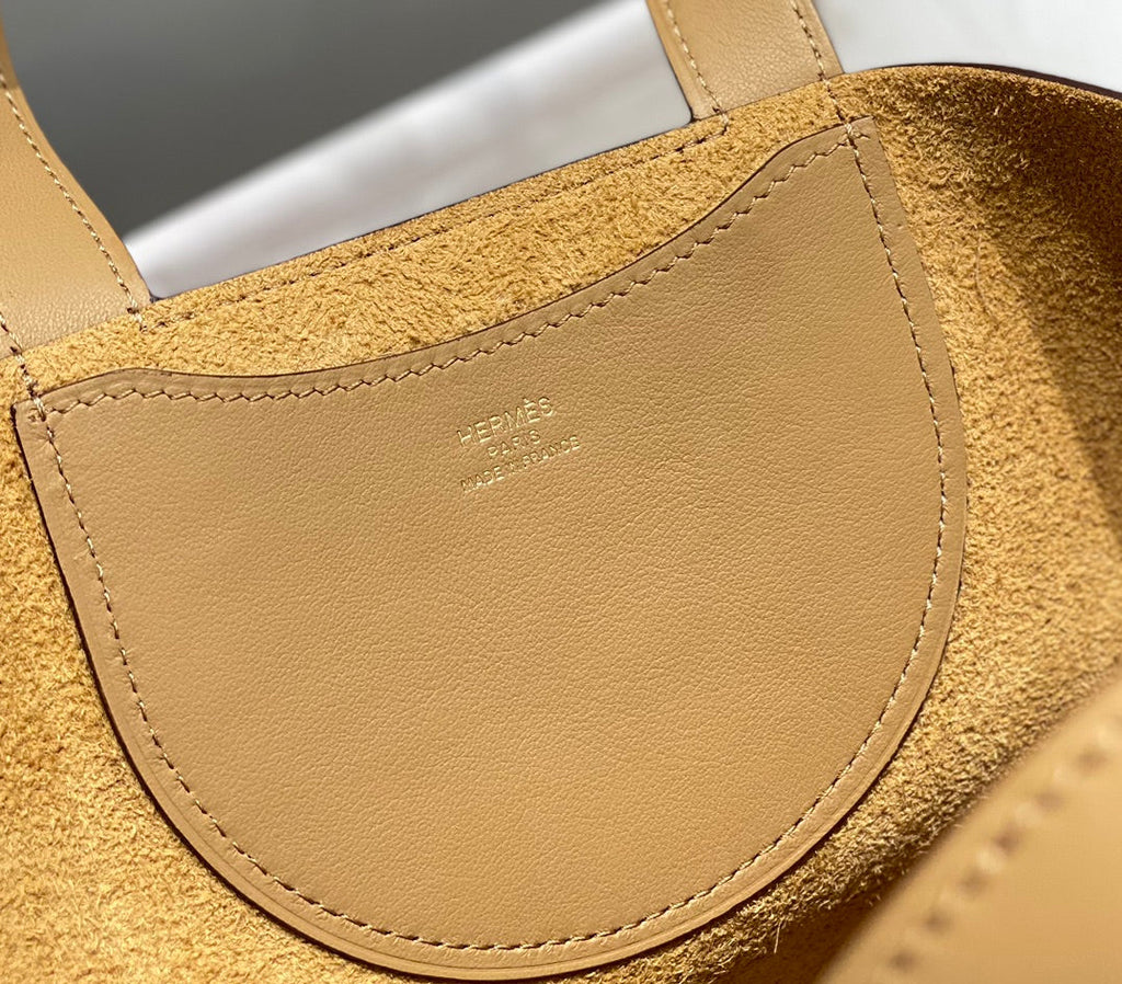 HERMES 25S IN THE LOOP 18 IN LIGHT CARAMEL CALFSKIN SILVER HARDWARE