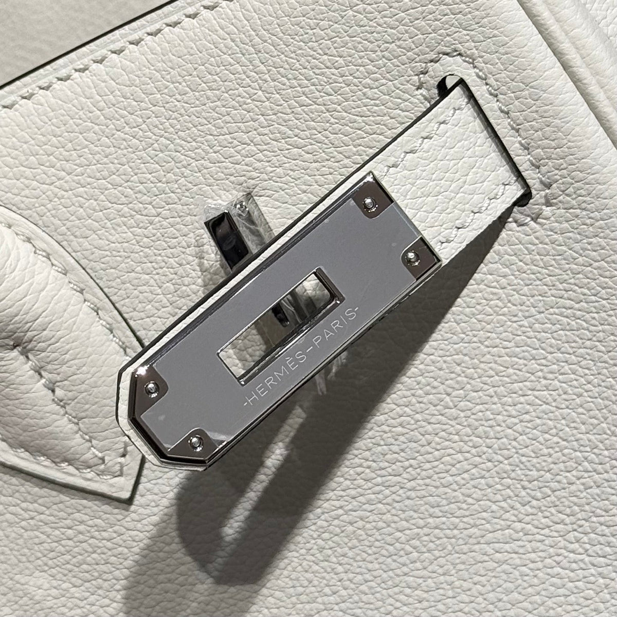 HERMES 25S SHOULDER BIRKIN 29 IN MILKY WHITE CALFSKIN SILVER HARDWARE
