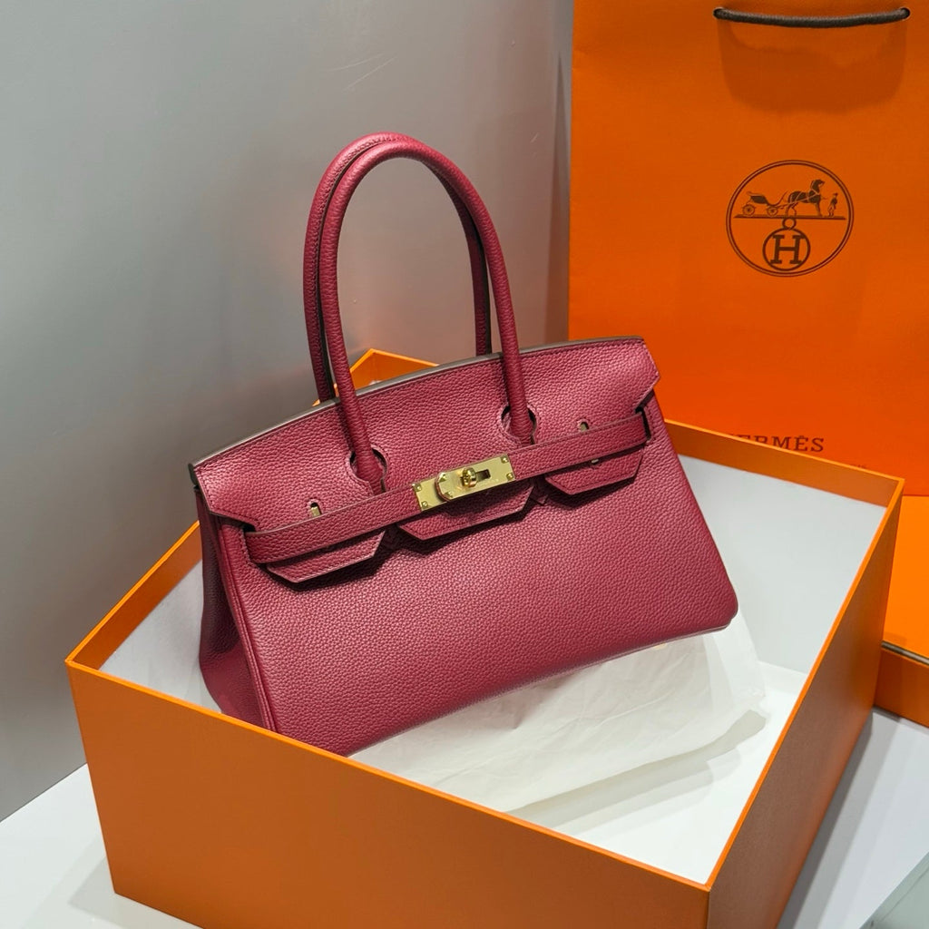 HERMES 25S SHOULDER BIRKIN 29 IN BURNT RED CALFSKIN GOLD HARDWARE