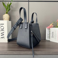 LOEWE 25S HAMMOCK BAG 20 IN CHARCOAL BLUE CALFSKIN SILVER HARDWARE