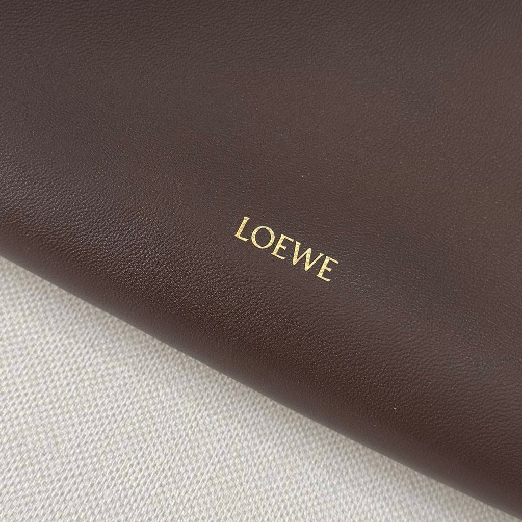 LOEWE 25S FLAMENCO PURSE 30 IN BROWN NAPPA LEATHER GOLD HARDWARE