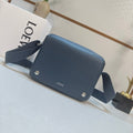 LOEWE 25S PEBBLE BAG 23 IN STEEL BLUE CALFSKIN SILVER HARDWARE