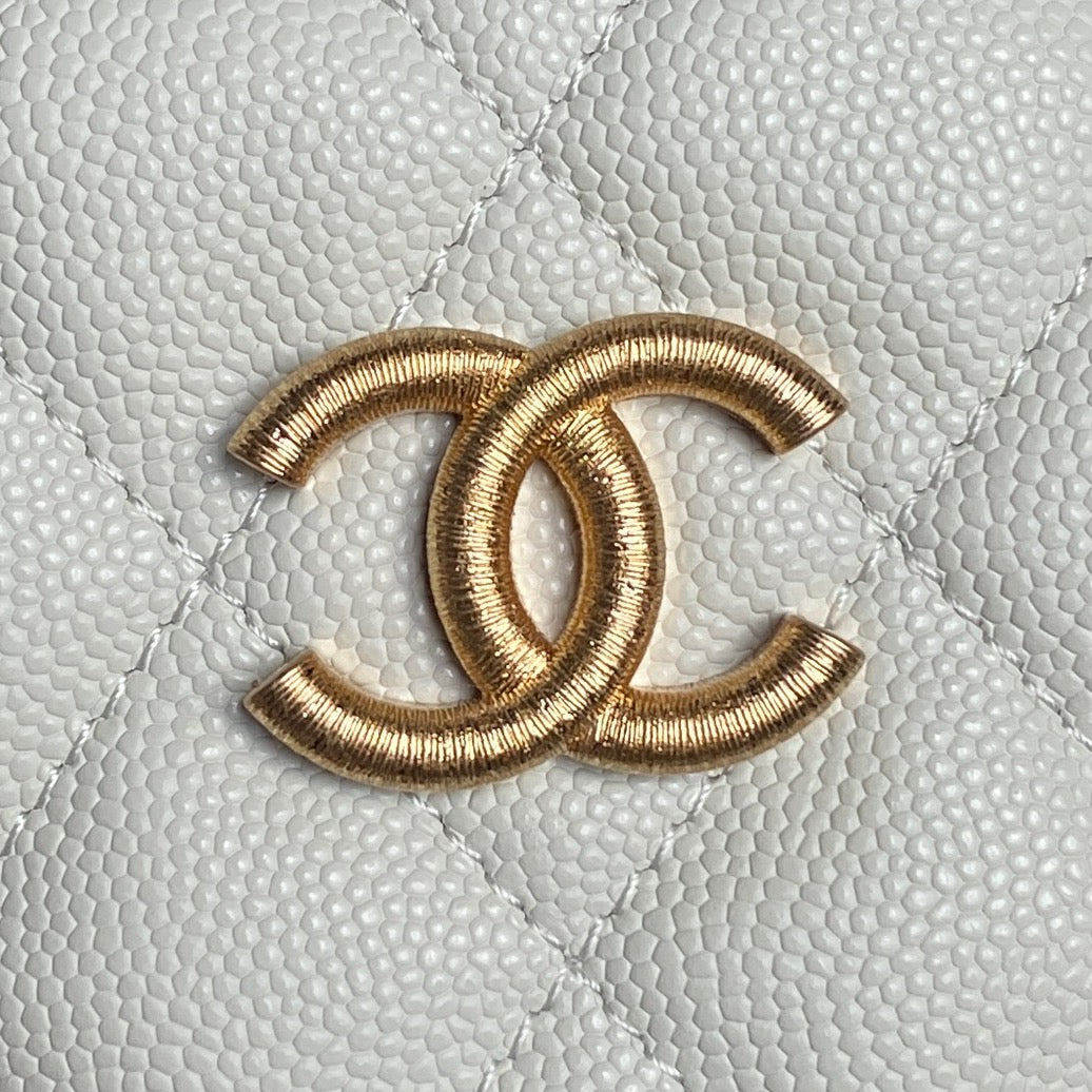 CHANEL 25S HOBO BAG 22 IN WHITE CAVIAR LEATHER