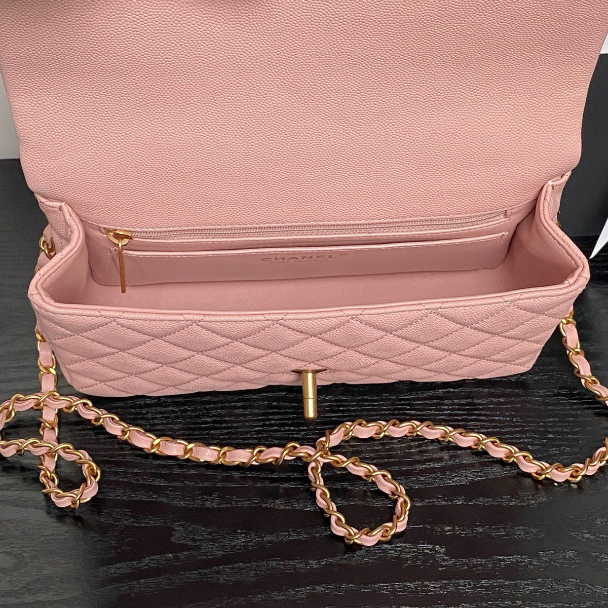 CHANEL 25S FLAP BAG 22 CM IN PINK CAVIAR WITH GOLD HARDWARE