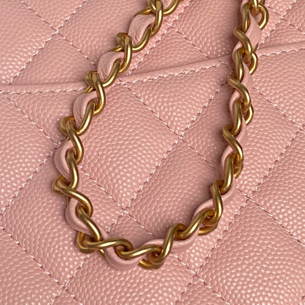 CHANEL 25S FLAP BAG 22 IN PINK CALFSKIN GOLD HARDWARE