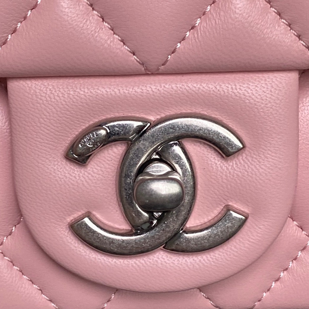 CHANEL 25S MINI FLAP BAG 18 IN PINK CALFSKIN