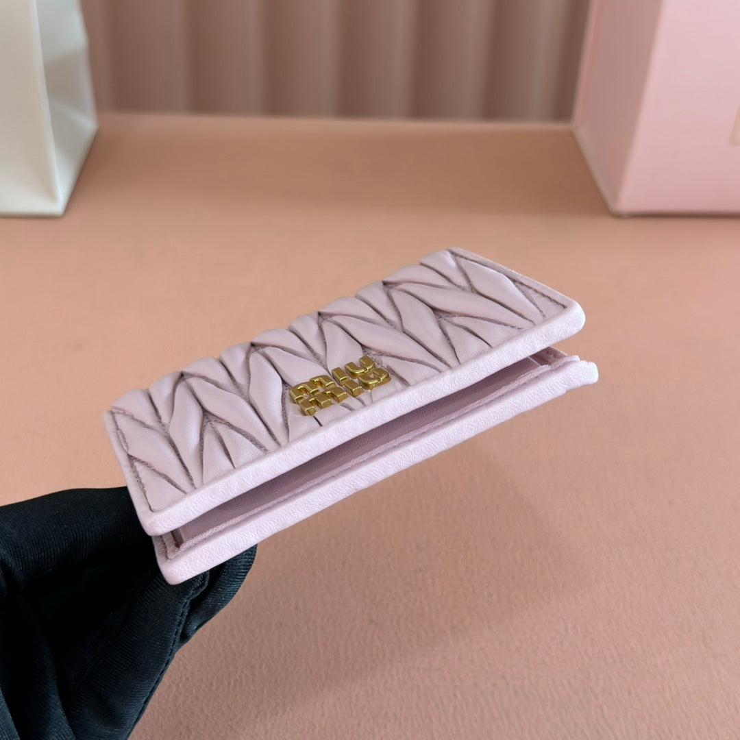SMALL MATELASSÉ NAPPA LEATHER WALLET LIGHT PINK