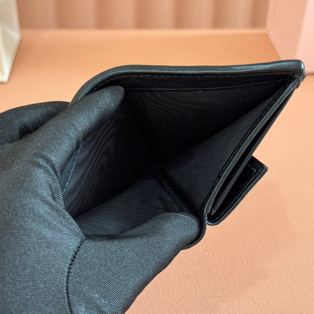 SMALL MATELASSÉ NAPPA LEATHER WALLET BLACK