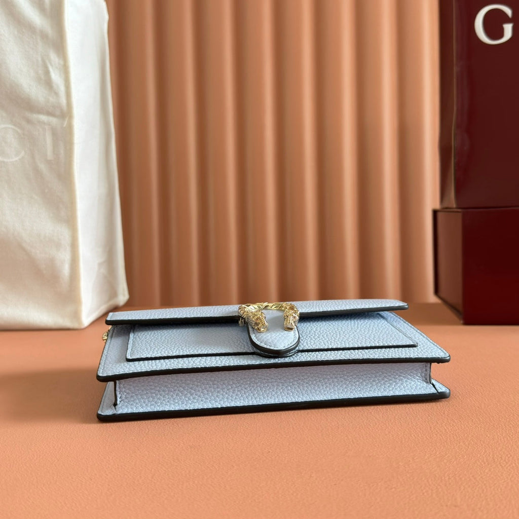 GUCCI 25S DIONYSUS WALLET ON CHAIN 20 IN LIGHT BLUE CALFSKIN
