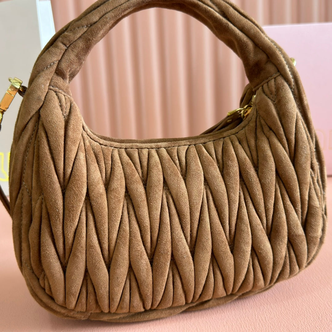 MIU MIU SUEDE HANDBAG 23 DARK BROWN