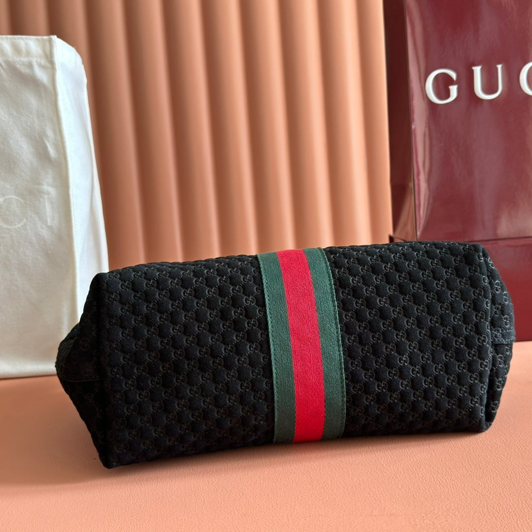 GUCCI 25S GIGLIO LARGE TOTE BAG 25 CM IN BLACK CANVAS