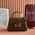 GUCCI 25S HORSEBIT 1955 MEDIUM SHOULDER BAG 22 CM IN BROWN CALFSKIN WITH GOLD HARDWARE