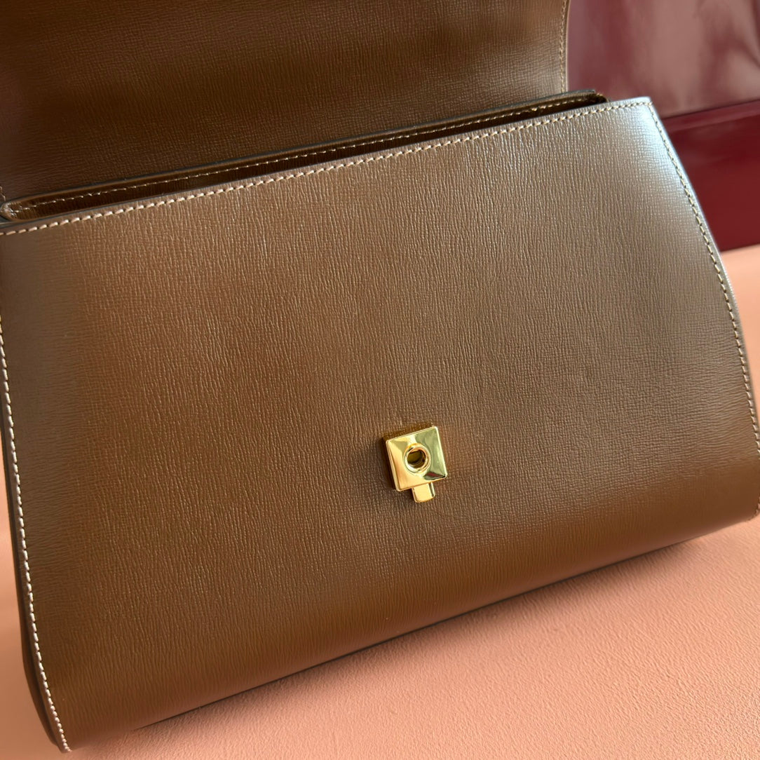 GUCCI 25S HORSEBIT 1955 MEDIUM SHOULDER BAG 29 CM IN BROWN CALFSKIN WITH GOLD HARDWARE