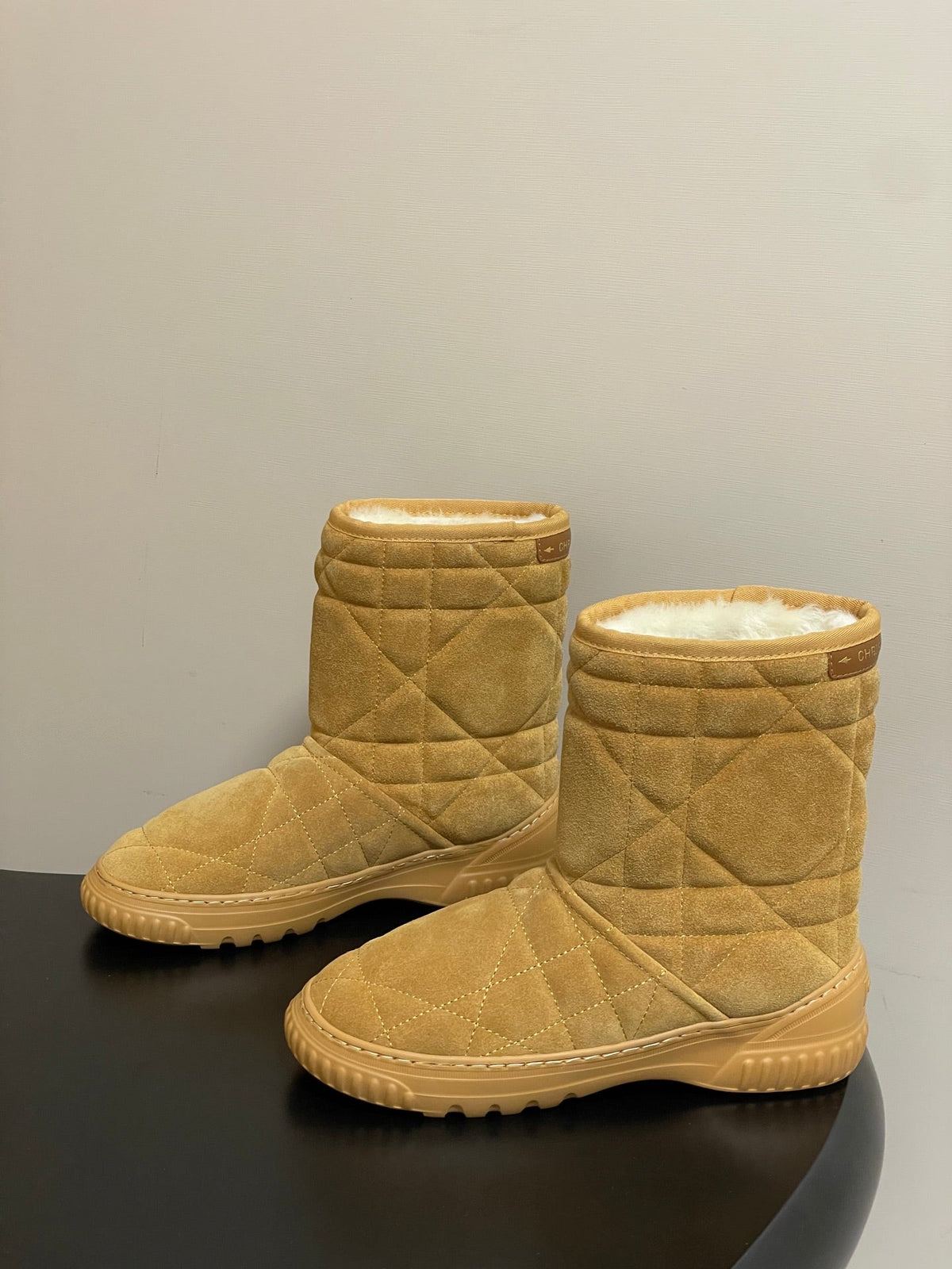 DIOR 25S FROST LOW ANKLE BOOTS IN GOLDEN BROWN SUEDE