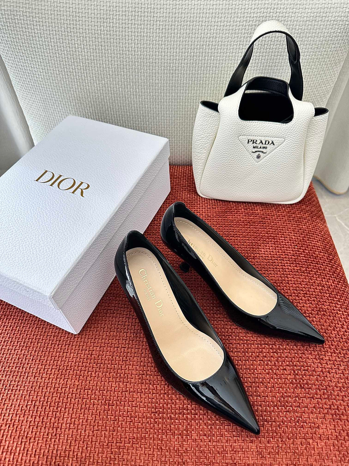 DIOR TRIBALES HIGH HEELS 80 MM 25S IN BLACK GLOSSY LEATHER