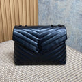 LOULOU SHOULDER BAG 32 IN BLACK QUILTED LAMBSKIN BLACK HARDWARE