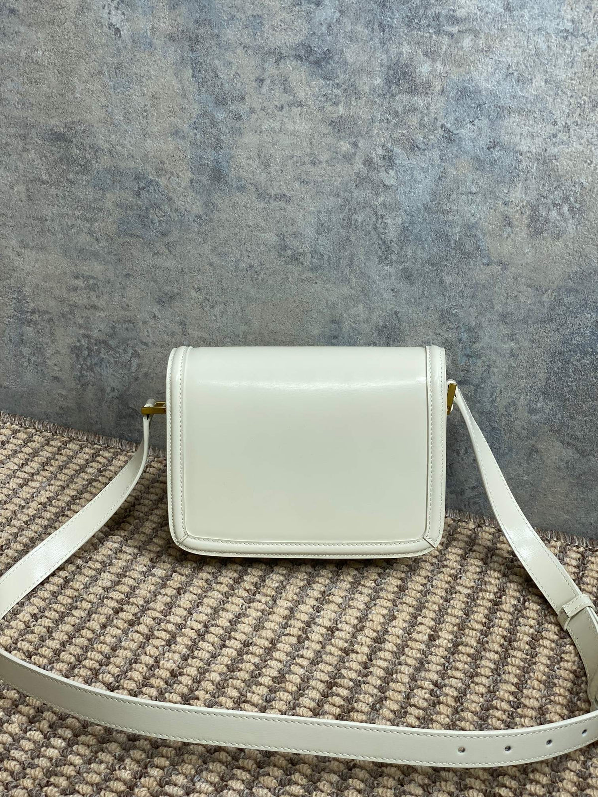 SOLFERINO SMALL SATCHEL 19 IN WHITE CALFSKIN GOLD HARDWARE