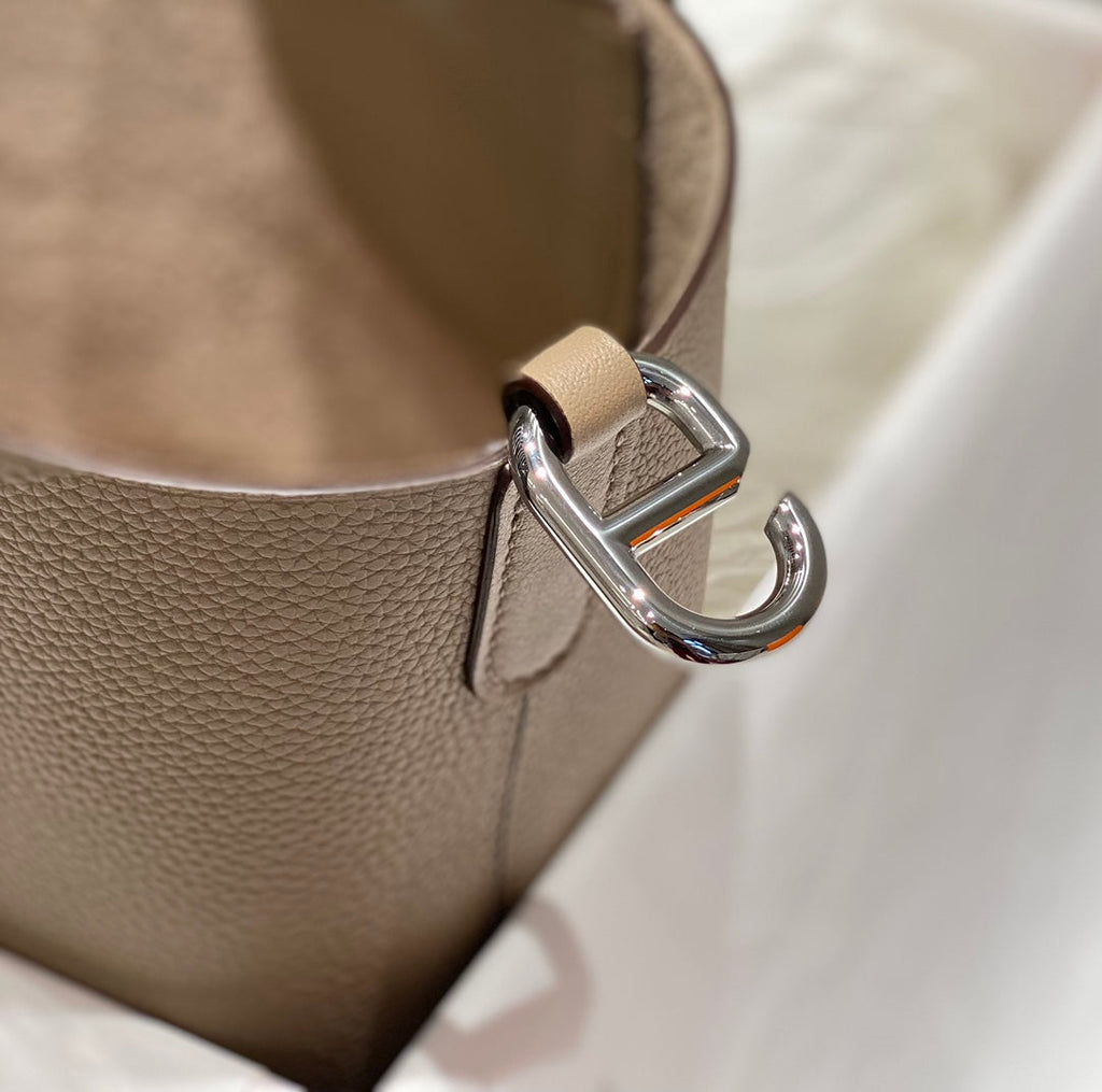 HERMES 25S IN THE LOOP 18 IN LIGHT BROWN CALFSKIN SILVER HARDWARE