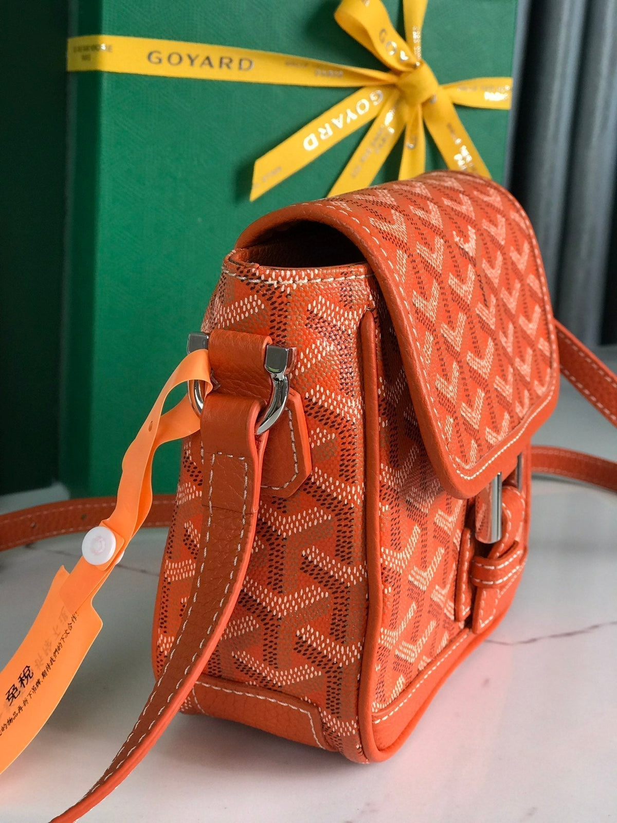 GRAND BLEU 16 IN ORANGE GOYARDINE CANVAS AND LAMBSKIN