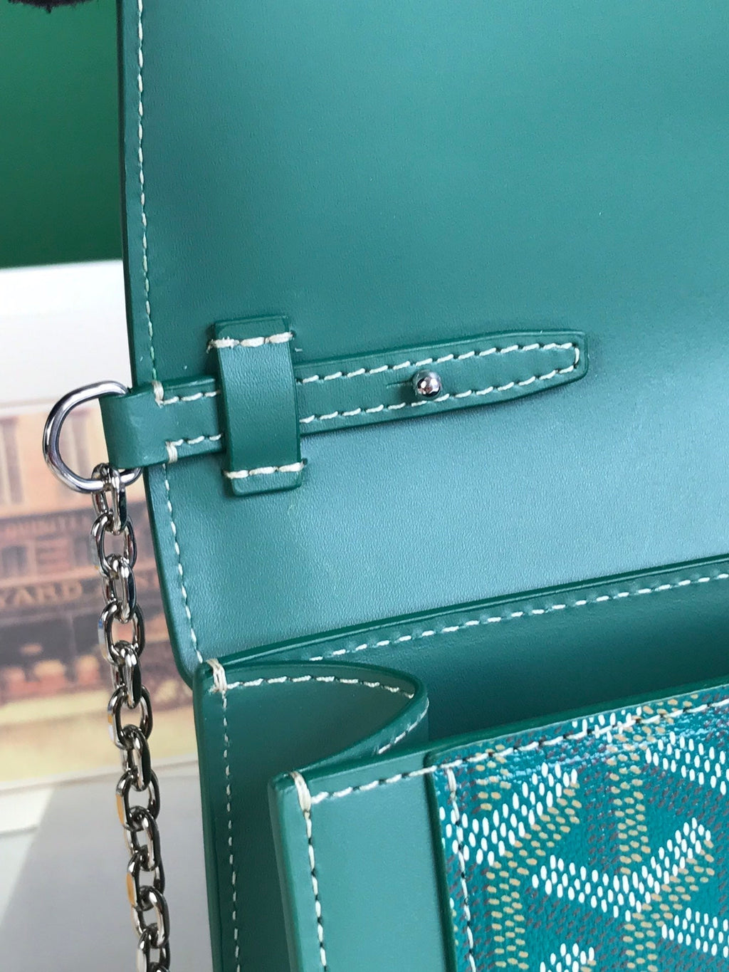DUCHESSE MARIE-CAROLINE BAG 25 IN GREEN GOYARDINE CANVAS AND SMOOTH CALFSKIN