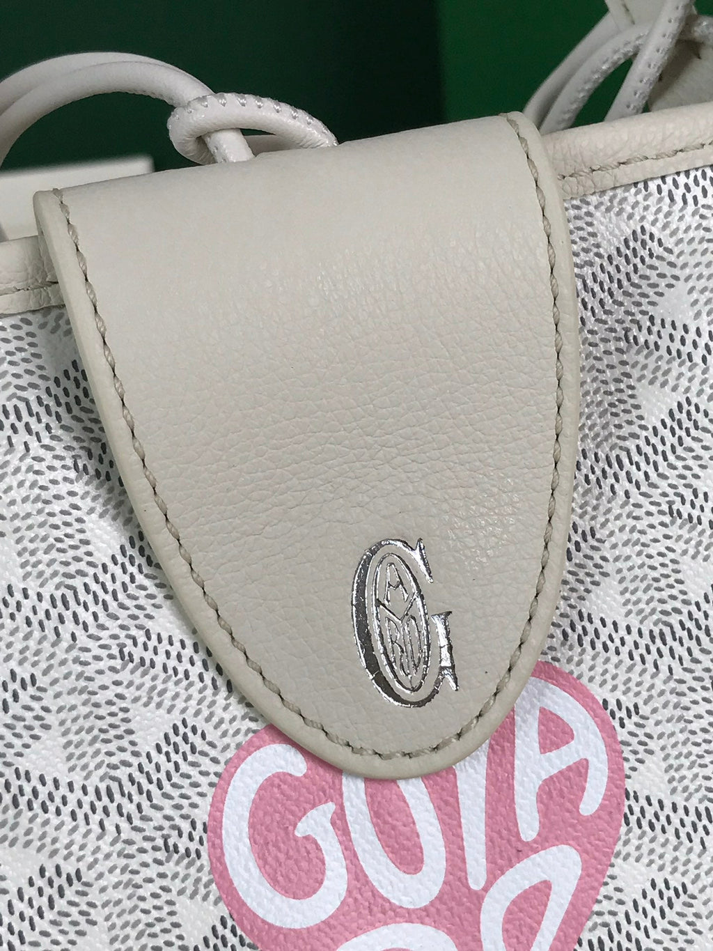 ANJOU MINI BAG 20 IN WHITE CALFSKIN AND GOYARDINE CANVAS
