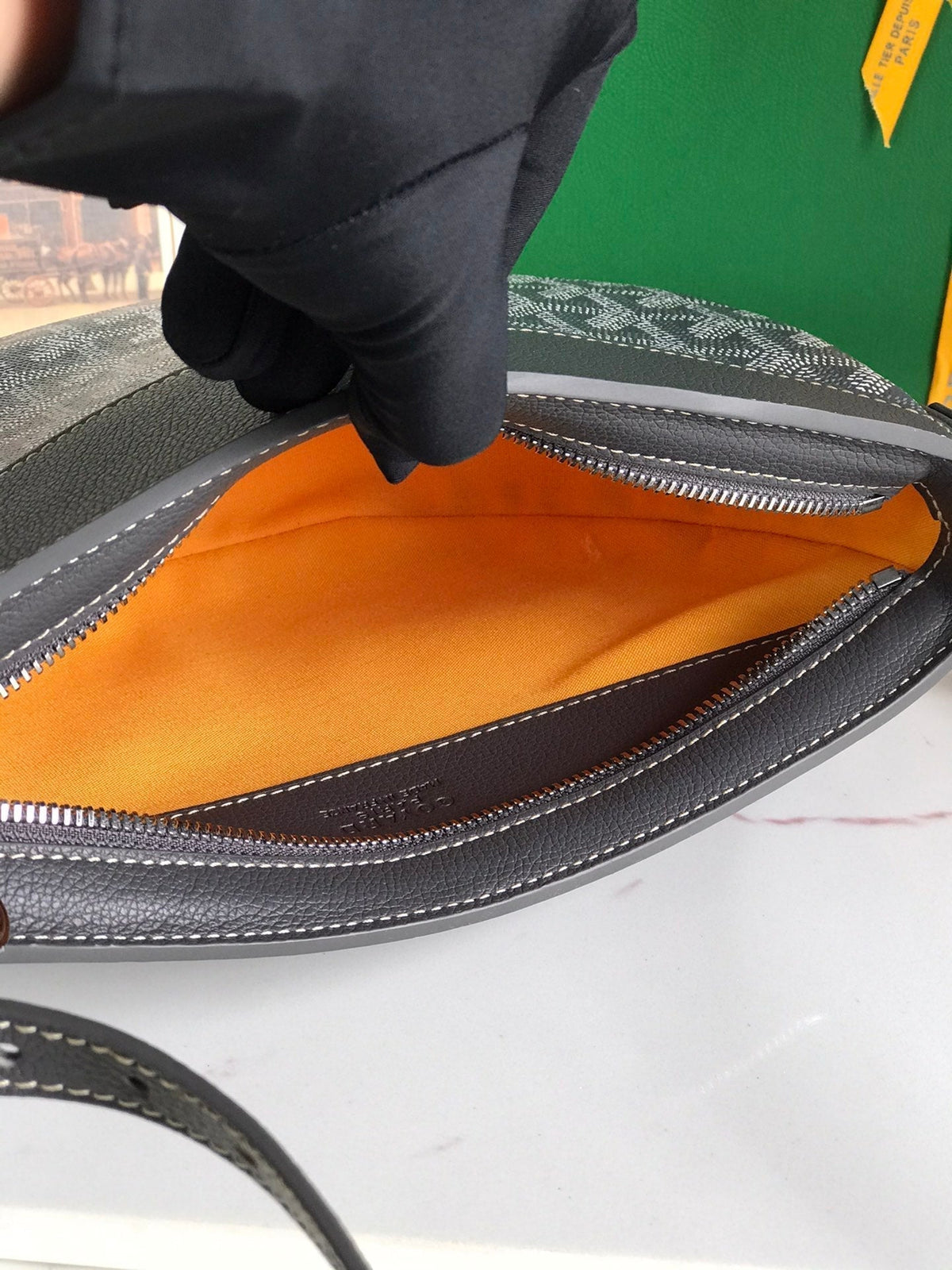 HIRONDELLE BAG 25 IN GRAY LAMBSKIN AND GOYARDINE CANVAS
