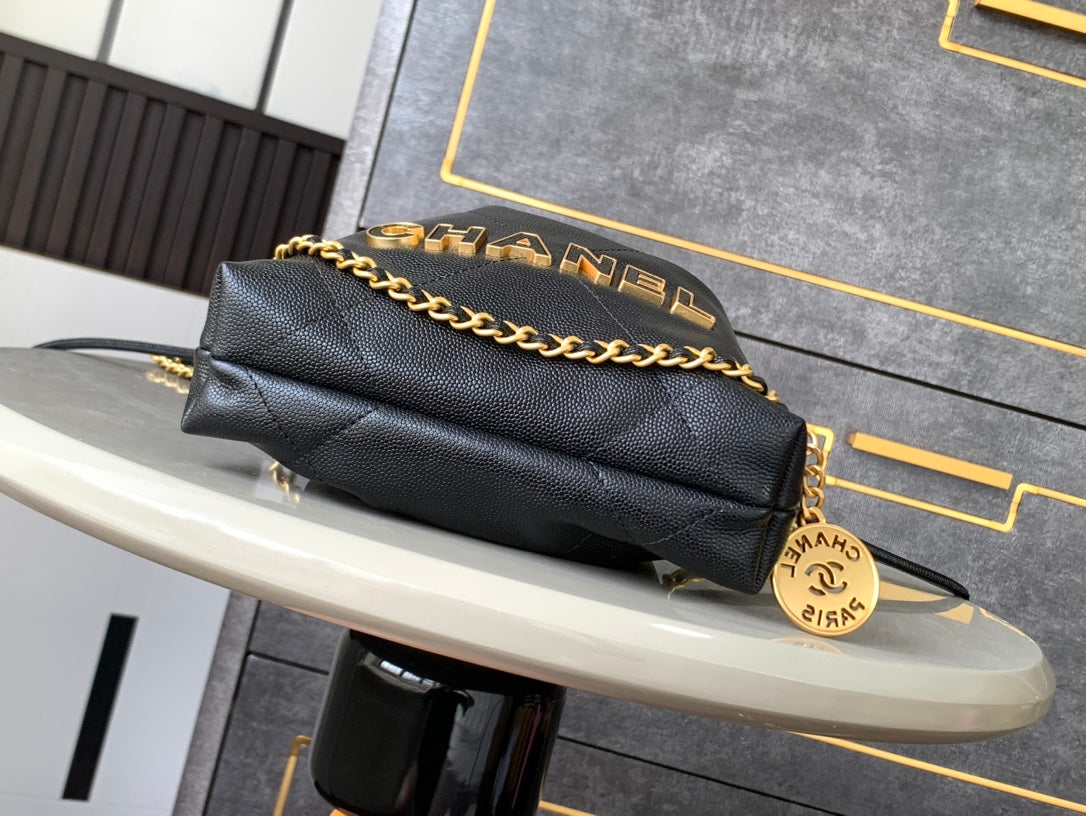 CHANEL BAG 25S 20 CM IN BLACK LAMBSKIN WITH GOLD HARDWARE