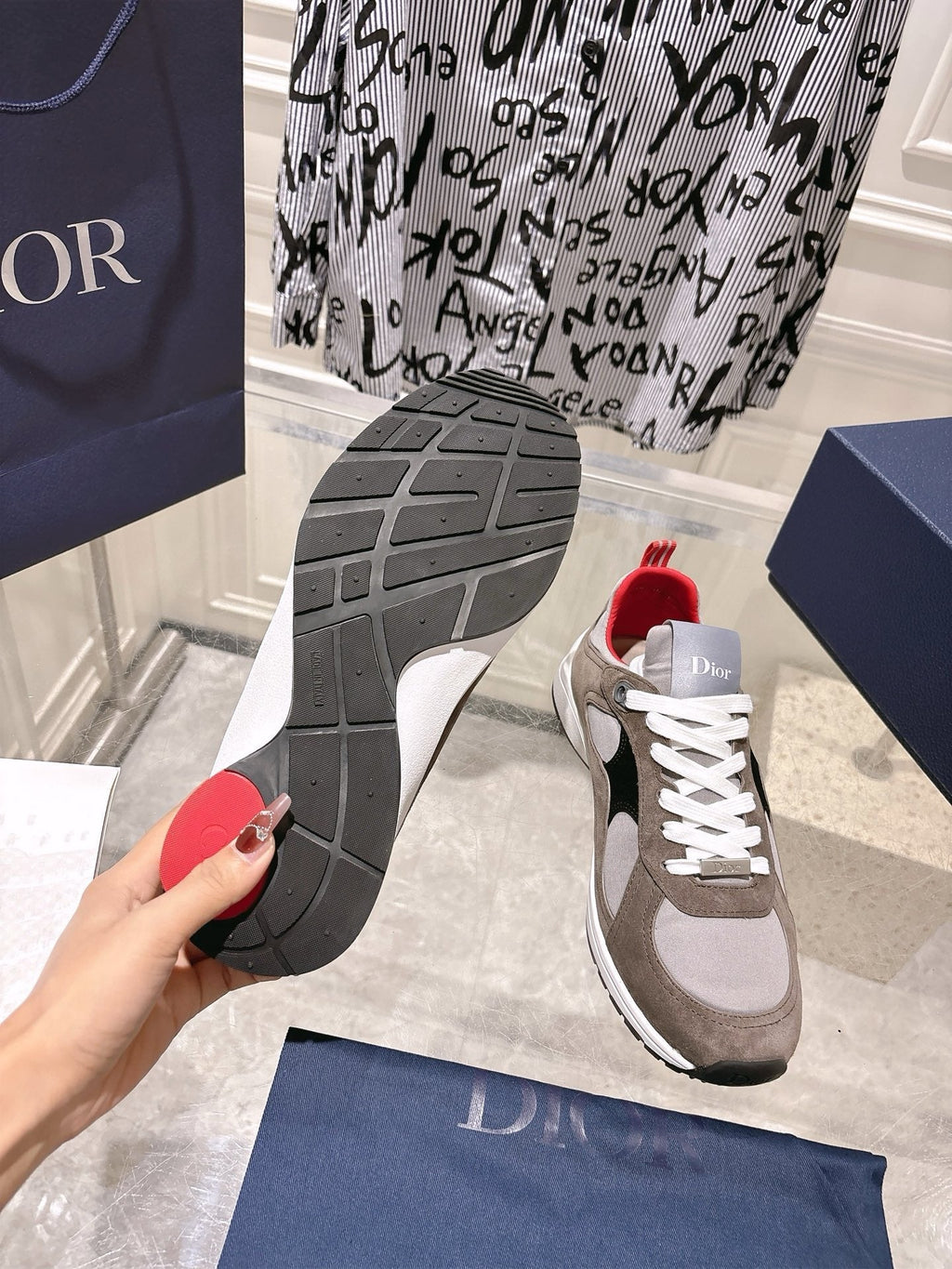 DIOR 25S MILE SERIES SNEAKERS 25MM IN BROWN SUEDE